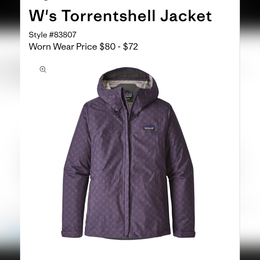 Patagonia Torrentshell Rain Jacket Purple Pattern Waterproof